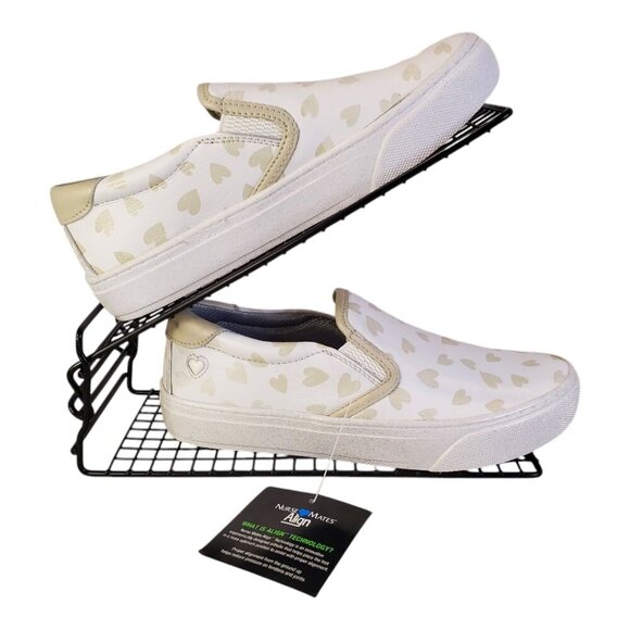 NWT Nurse Mates Faxon SZ 6.5 M Comfort Slipon Leather Heart Design Comfort Shoes - Picture 6 of 10